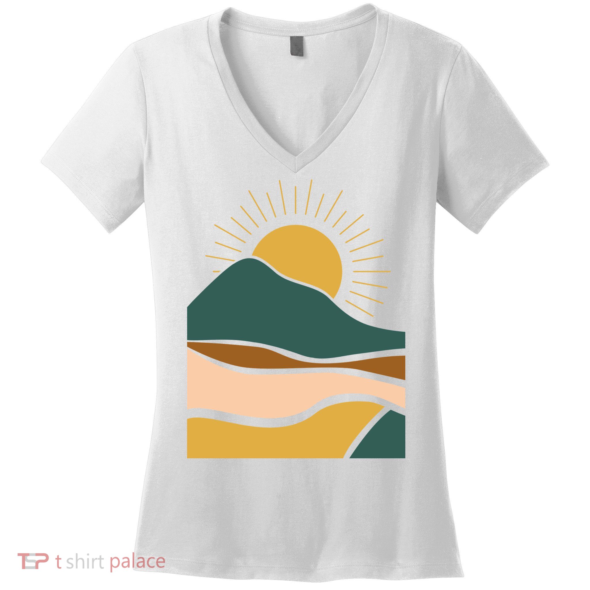 Retro Sunset Summer Graphic Design Women's V-Neck T-Shirt