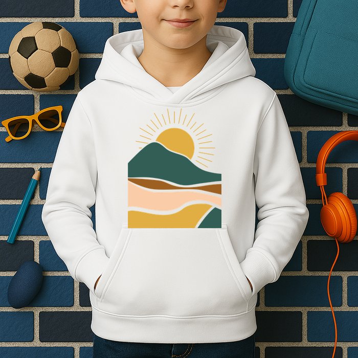 Retro Sunset Summer Graphic Design Kids Hoodie