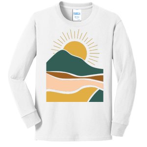 Retro Sunset Summer Graphic Design Kids Long Sleeve Shirt