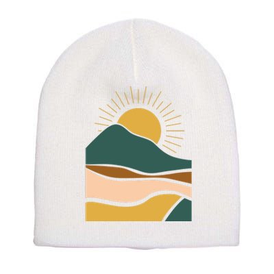 Retro Sunset Summer Graphic Design Short Acrylic Beanie