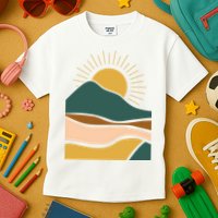 Retro Sunset Summer Graphic Design Kids T-Shirt