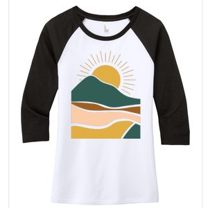 Retro Sunset Summer Graphic Design Women's Tri-Blend 3/4-Sleeve Raglan Shirt