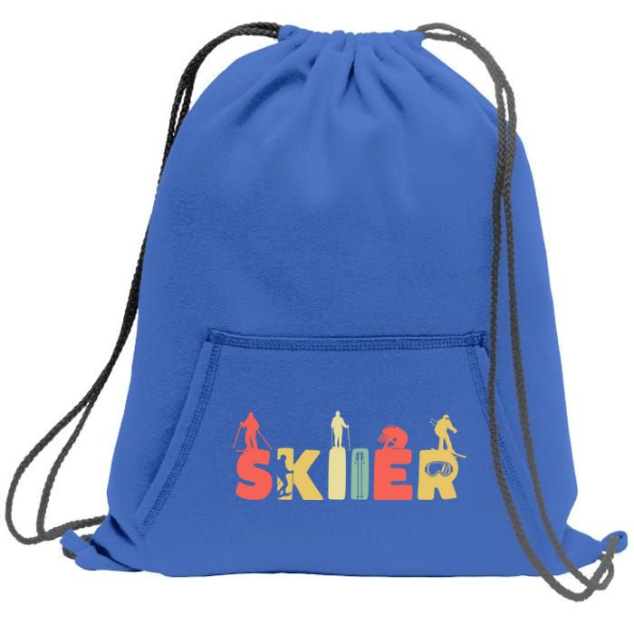 Retro Snow Skiing Ski Sports Funny Gift Vintage Skiier Snow Skiing Gift Sweatshirt Cinch Pack Bag