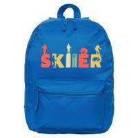 Retro Snow Skiing Ski Sports Funny Gift Vintage Skiier Snow Skiing Gift 16 in Basic Backpack