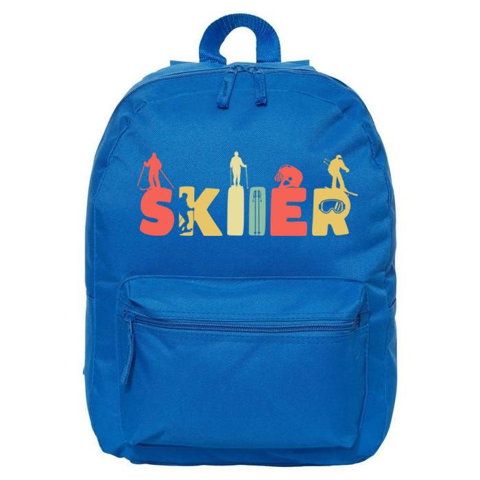 Retro Snow Skiing Ski Sports Funny Gift Vintage Skiier Snow Skiing Gift 16 in Basic Backpack