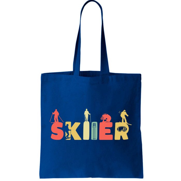 Retro Snow Skiing Ski Sports Funny Gift Vintage Skiier Snow Skiing Gift Tote Bag