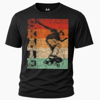 Retro Skate Skateboarder Skateboard Skateboarding Skater Cooling Performance Crew T-Shirt