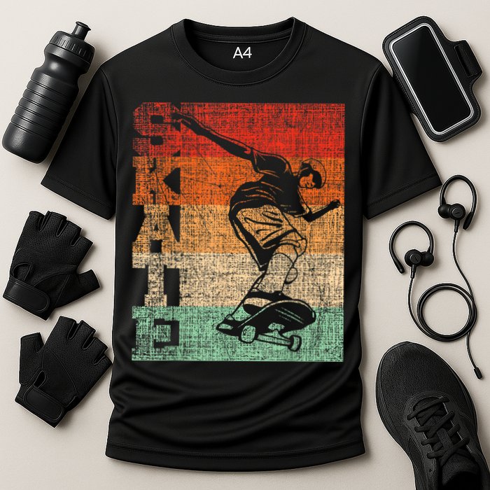 Retro Skate Skateboarder Skateboard Skateboarding Skater Cooling Performance Crew T-Shirt