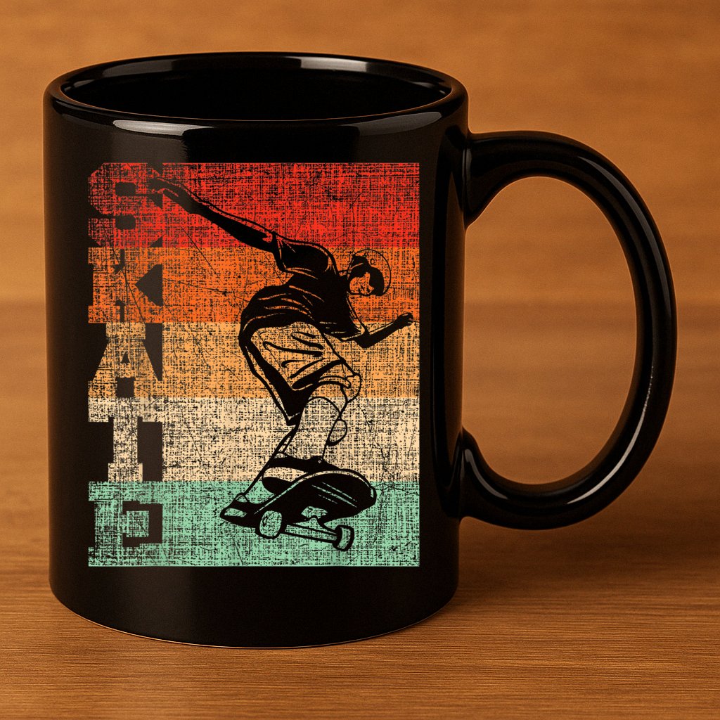 Retro Skate Skateboarder Skateboard Skateboarding Skater 11oz C Handle Ceramic Mug