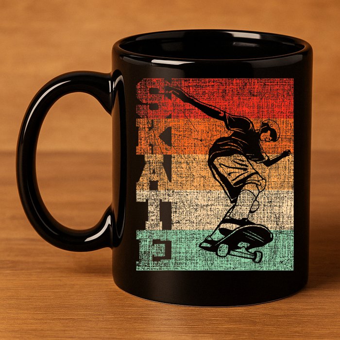 Retro Skate Skateboarder Skateboard Skateboarding Skater 11oz C Handle Ceramic Mug