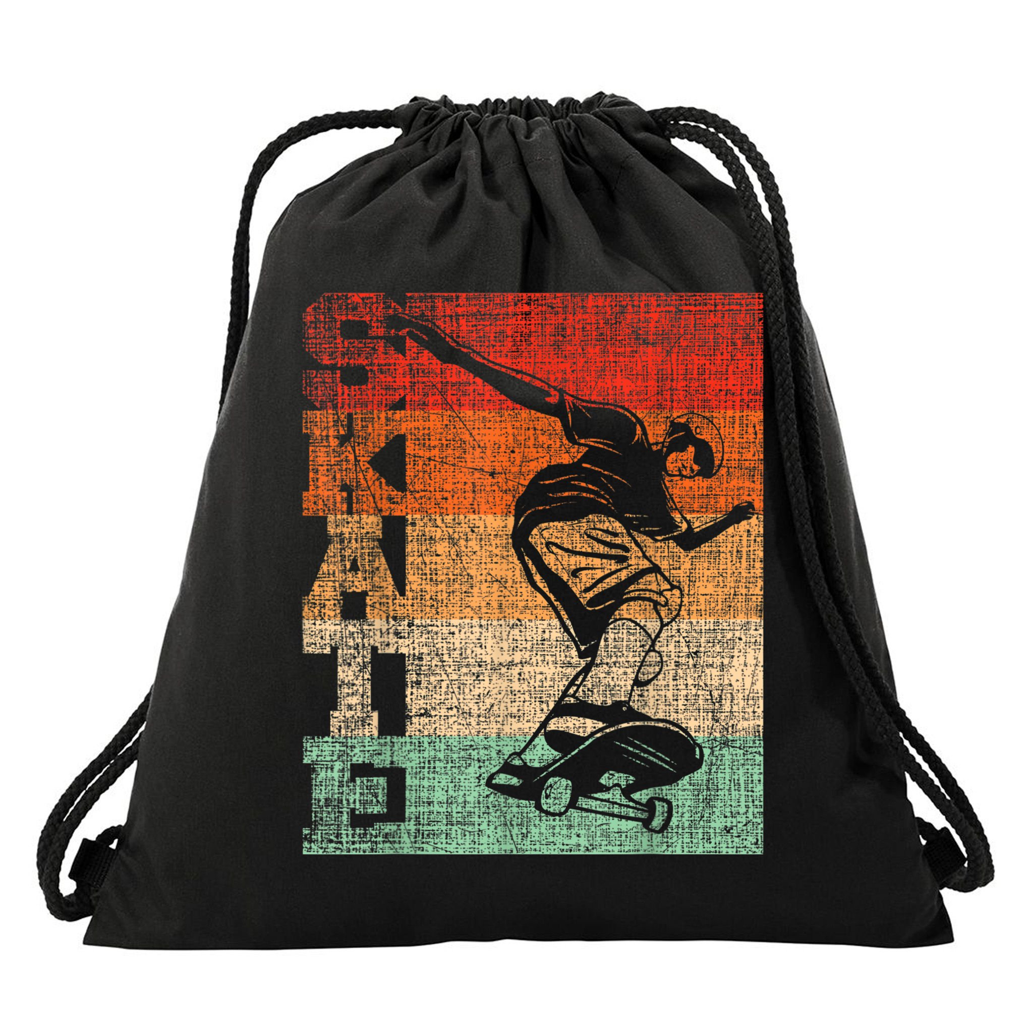 Retro Skate Skateboarder Skateboard Skateboarding Skater Drawstring Bag