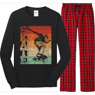 Retro Skate Skateboarder Skateboard Skateboarding Skater Long Sleeve Pajama Set