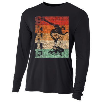 Retro Skate Skateboarder Skateboard Skateboarding Skater Cooling Performance Long Sleeve Crew