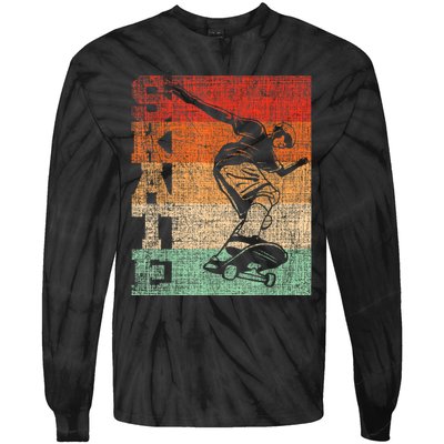 Retro Skate Skateboarder Skateboard Skateboarding Skater Tie-Dye Long Sleeve Shirt