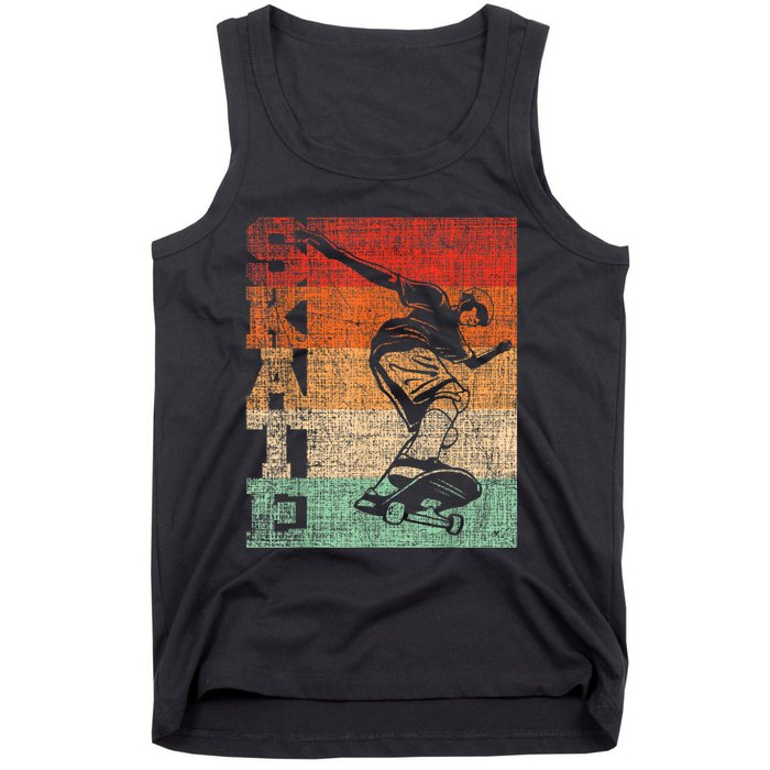 Retro Skate Skateboarder Skateboard Skateboarding Skater Tank Top