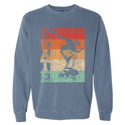 Retro Skate Skateboarder Skateboard Skateboarding Skater Garment-Dyed Sweatshirt