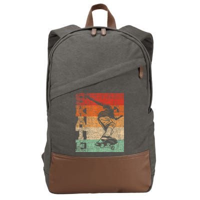 Retro Skate Skateboarder Skateboard Skateboarding Skater Cotton Canvas Backpack
