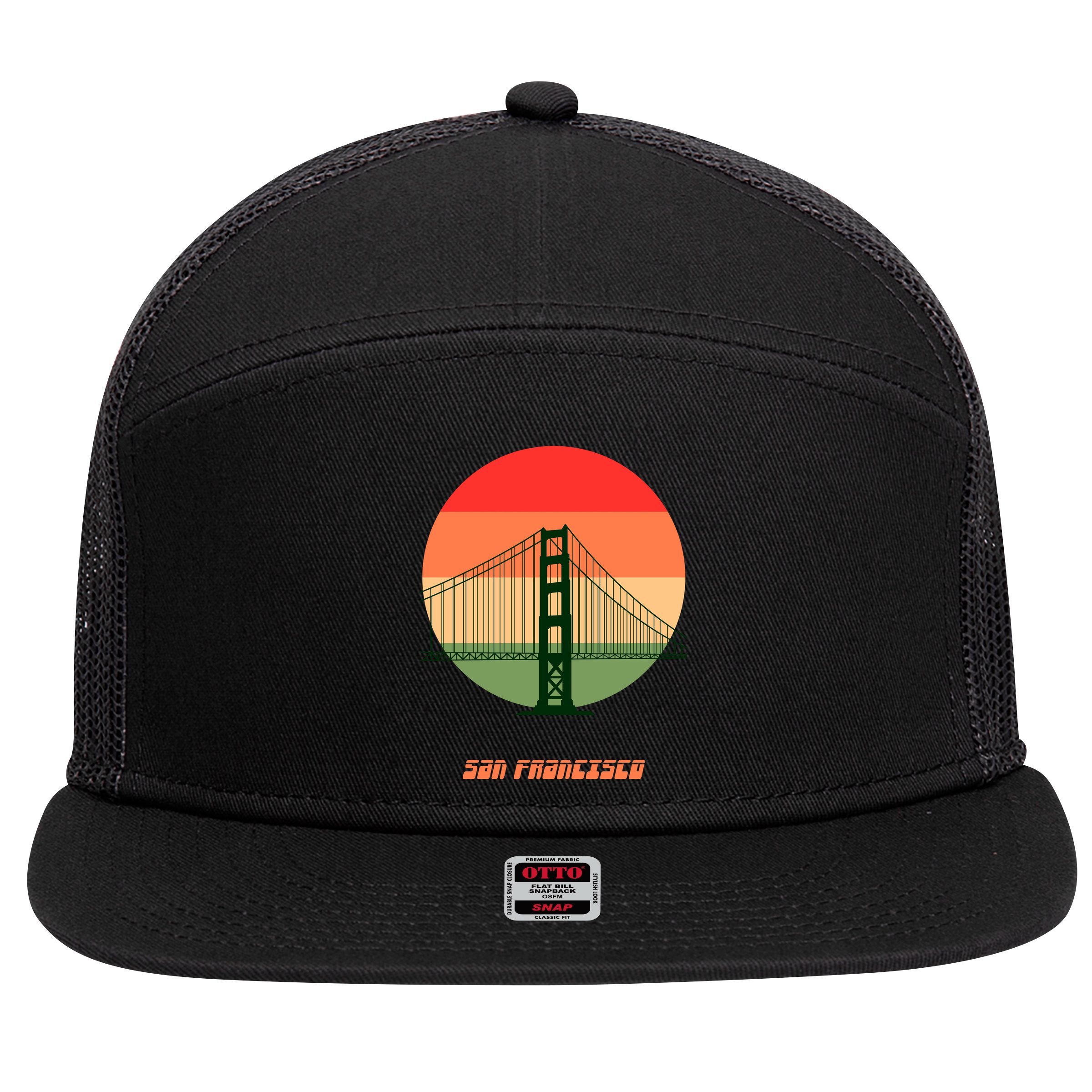 Retro Sun San Francisco 7 Panel Mesh Trucker Snapback Hat
