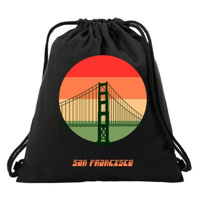 Retro Sun San Francisco Drawstring Bag