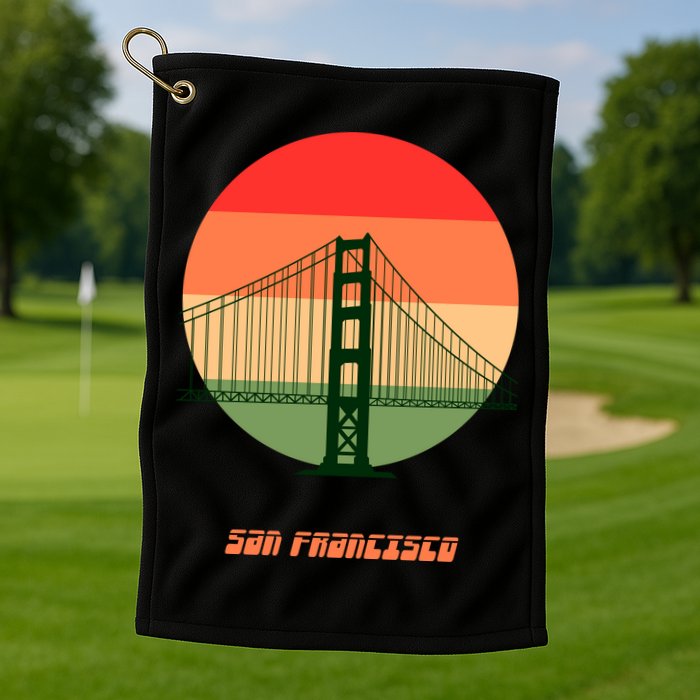 Retro Sun San Francisco Golf Towel