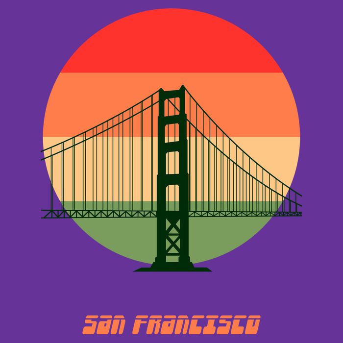Retro Sun San Francisco Magnet