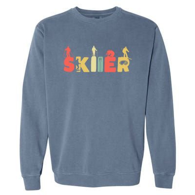 Retro Snow Skiing Ski Sports Gift Vintage Skiier Snow Skiing Gift Garment-Dyed Sweatshirt