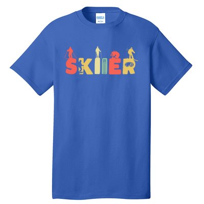 Retro Snow Skiing Ski Sports Gift Vintage Skiier Snow Skiing Gift Tall T-Shirt