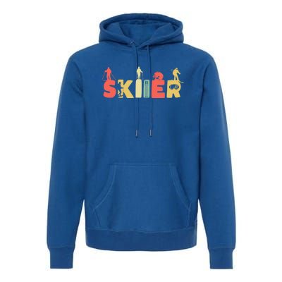 Retro Snow Skiing Ski Sports Gift Vintage Skiier Snow Skiing Gift Premium Hoodie