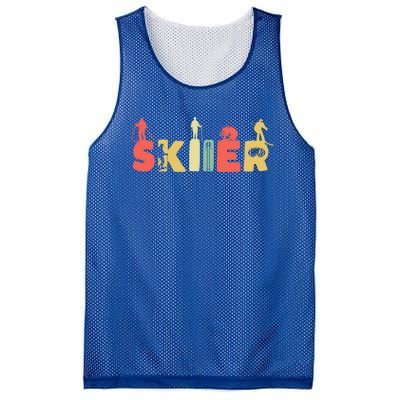 Retro Snow Skiing Ski Sports Gift Vintage Skiier Snow Skiing Gift Mesh Reversible Basketball Jersey Tank