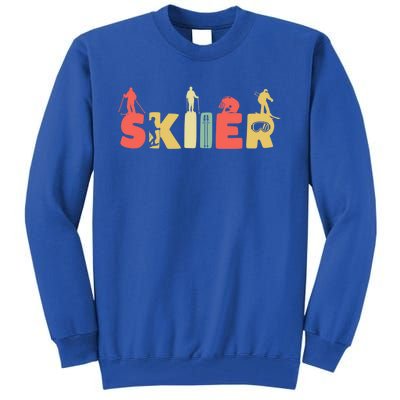 Retro Snow Skiing Ski Sports Gift Vintage Skiier Snow Skiing Gift Tall Sweatshirt