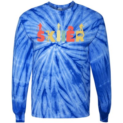 Retro Snow Skiing Ski Sports Gift Vintage Skiier Snow Skiing Gift Tie-Dye Long Sleeve Shirt