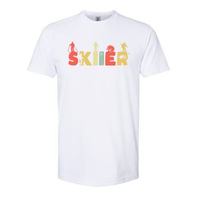 Retro Snow Skiing Ski Sports Gift Vintage Skiier Snow Skiing Gift Softstyle CVC T-Shirt