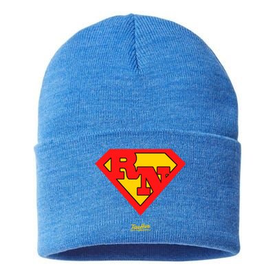 Rn Superhero Super Rn Super Nurse Great Gift Sustainable Knit Beanie