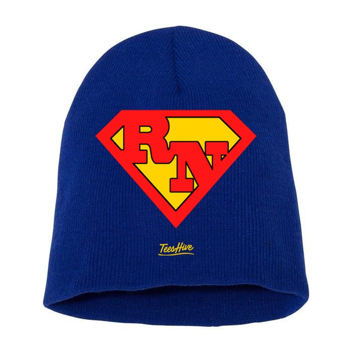 Rn Superhero Super Rn Super Nurse Great Gift Short Acrylic Beanie