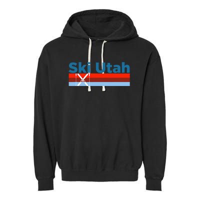 Retro Snow Ski Ski Utah Garment-Dyed Fleece Hoodie