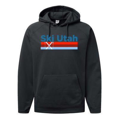 Retro Snow Ski Ski Utah Performance Fleece Hoodie