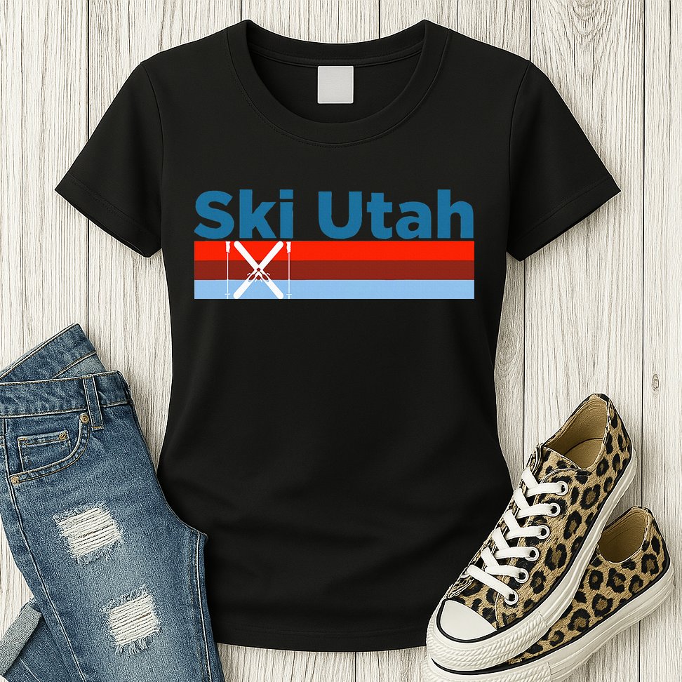 Retro Snow Ski Ski Utah Womens T-Shirt