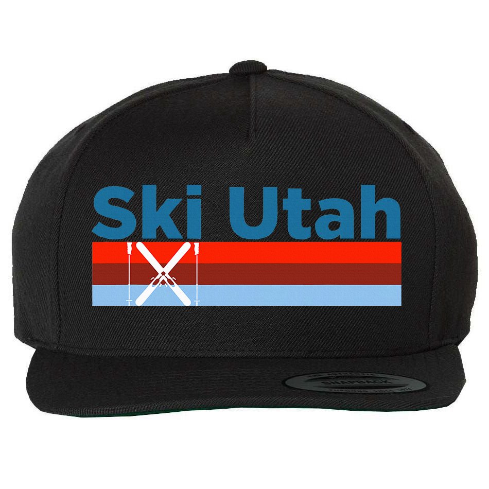 Retro Snow Ski Ski Utah Wool Snapback Cap