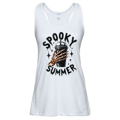 Retro Spooky Summer Fun Skeleton And Iced Coffee Vibes Ladies Essential Flowy Tank