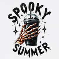Retro Spooky Summer Fun Skeleton And Iced Coffee Vibes Flat Bill Trucker Hat