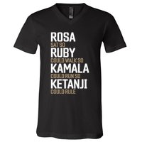 Rosa Sat So Ruby Walk So Kamala Run So Ketanji Rule KBJ V-Neck T-Shirt