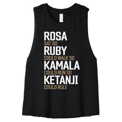 Rosa Sat So Ruby Walk So Kamala Run So Ketanji Rule KBJ Women's Racerback Cropped Tank