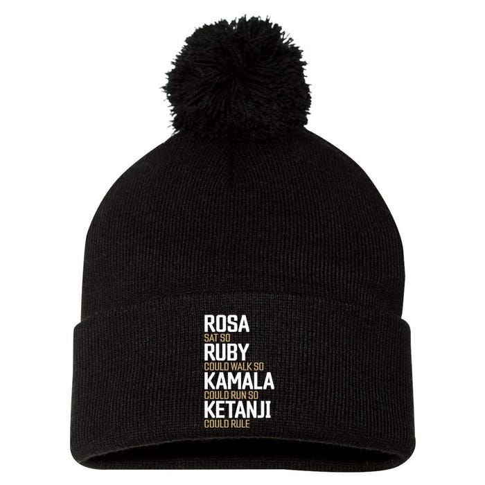 Rosa Sat So Ruby Walk So Kamala Run So Ketanji Rule KBJ Pom Pom 12in Knit Beanie