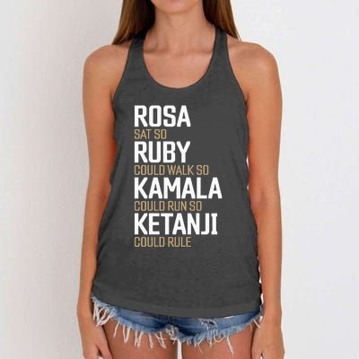 Rosa Sat So Ruby Walk So Kamala Run So Ketanji Rule KBJ Women's Knotted Racerback Tank