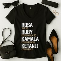 Rosa Sat So Ruby Walk So Kamala Run So Ketanji Rule KBJ Women's V-Neck T-Shirt