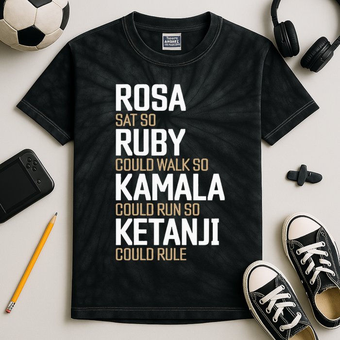 Rosa Sat So Ruby Walk So Kamala Run So Ketanji Rule KBJ Kids Tie-Dye T-Shirt