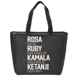 Rosa Sat So Ruby Walk So Kamala Run So Ketanji Rule KBJ Zip Tote Bag