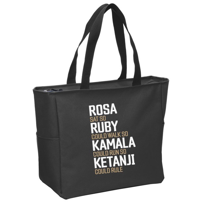 Rosa Sat So Ruby Walk So Kamala Run So Ketanji Rule KBJ Zip Tote Bag