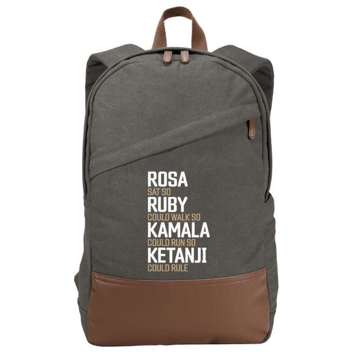 Rosa Sat So Ruby Walk So Kamala Run So Ketanji Rule KBJ Cotton Canvas Backpack