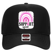 Rainbow Support Squad Breast Cancer Awareness Survivor Pink Ribbon High Crown Mesh Back Trucker Hat